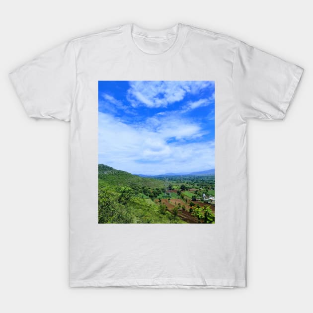 Country Side From Mountain Top Scenery T-Shirt by Nature's Magic